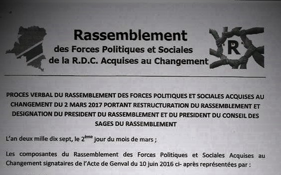 RDC : Voici le Procès verbal portant restructuration et désignation du Rassop. ! 1