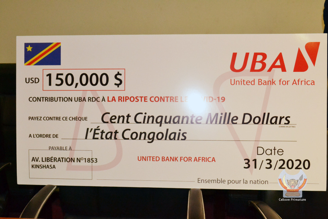RDC : UBA, première banque à appuyer le gouvernement dans la lutte contre le Coronavirus !