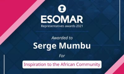 Serge Mumbu recoit le prix du Representant ESOMAR Inspiration to the African Community 2021