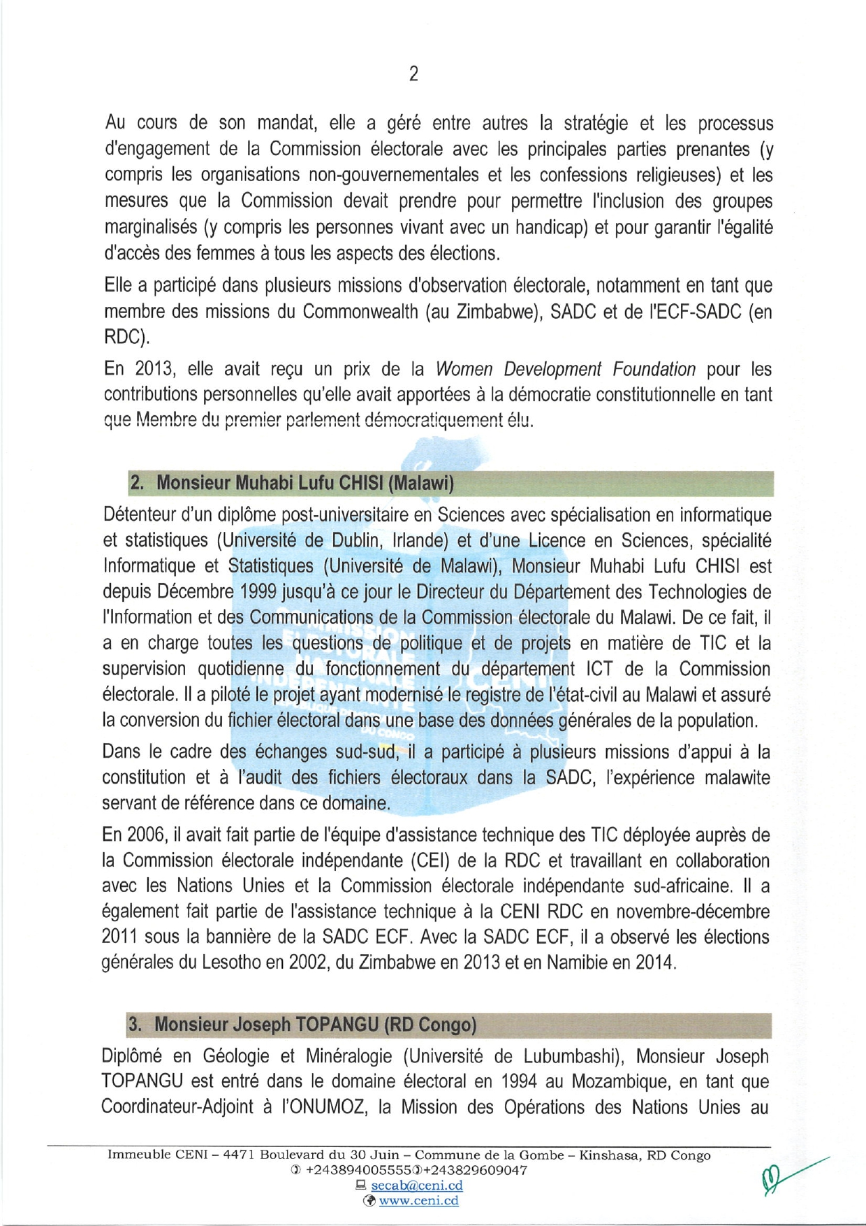 COMMUNIQUE DE PRESSE n° 023 AUDIT EXTERNE DU FICHIER ELECTORAL page 0002